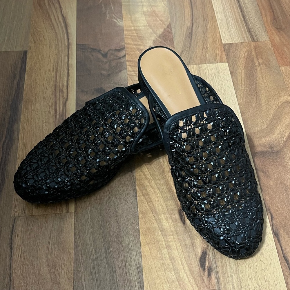 NWOT American Eagle Slip On Black Woven Mules - Picture 5 of 8